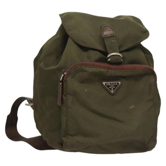 PRADA Backpack Nylon Khaki Silver Auth bs22991 - Picture 1 of 16